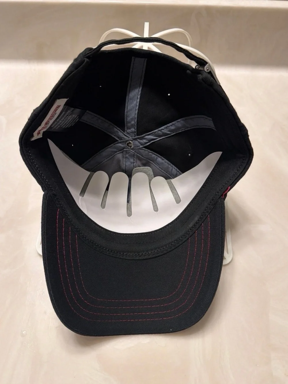 True Religion Black Baseball Cap with Red Stitching and Embroidered Buddha